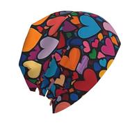Cuori Colorati 5 Cuori Berretto chemio Cappello Cancro Copricapo Romantico San Valentino Cappelli Lavorati a Maglia Sciarpa Larga Berretto da Notte per Adulti Donne Uomini