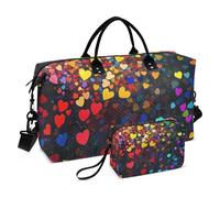 Cuori Colorati Arcobaleno Bagagli Borsa Da Viaggio Pernottamento Weekender Borse Palestra Duffel Bag con Toiletry Bag per Viaggi Grande Capacità Bolsa para Palestra para Mujer