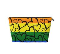 Cuori colorati arcobaleno del Gay Pride, Borsa da toilette Borsa per trucco Borsa per cosmetici Borsa da toilette da viaggio portatile