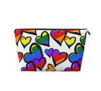 Cuori colorati arcobaleno stampati, Borsa da toilette Borsa per trucco Borsa per cosmetici Borsa da toilette da viaggio portatile