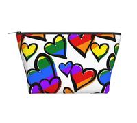 Cuori colorati arcobaleno stampati, Borsa da toilette Borsa per trucco Borsa per cosmetici Borsa da toilette da viaggio portatile