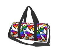 Cuori colorati arcobaleno stampati, Borsone da viaggio di grande capacità Borsa rotonda Borsa da viaggio sportiva Borsa da viaggio Borsa da fitness