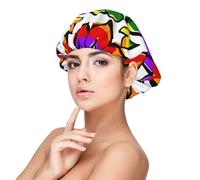 Cuori colorati arcobaleno stampati,Cuffia da notte in raso per adulti - Cuffia da notte elastica per donna, copricapelli per la notte