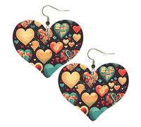Cuori colorati Stampe Eleganti Orecchini a forma di cuore Accessori da donna leggeri perfetti per feste e San Valentino.