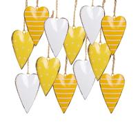 Cuori decorativi da appendere, set da 12 pezzi, ciondolo a forma di cuore in metallo, cuore decorativo, Natale, Avvento, autunno e inverno, decorazione natalizia, rami, cuori di latta per alberi