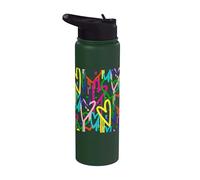 Cuori di graffiti colorati gocciolanti schizzi di vernice Stainless Steel Insulated Water Bottle