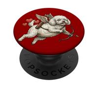 Cuori di San Valentino con cane frisé volante Bichon Frise PopSockets PopGrip Adesivo