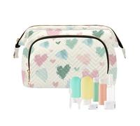 Cuori disegnati a mano Morbido Pastello Cosmetici Borsa Portatile Trucco Borse Per Le Donne Delle Donne Portamonete per Toiletry Kit Da Viaggio Organizer