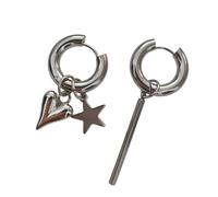 Cuori geometrici moderni con 5 stelle appuntite e orecchini lunghi per orecchie asimmetriche accessori geometrici lunghi