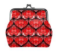 Cuori geometrici rossi 3D Love Pattern Portamonete Portafogli Borse vintage per regalo
