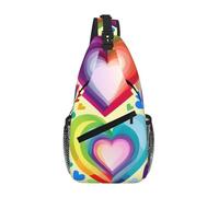 Cuori in colori arcobaleno borsa a tracolla - sottile zaino a tracolla per uomo donna leggero borsa a tracolla da viaggio zaino casual