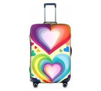 Cuori in colori arcobaleno stampa universale elegante valigia copertura elastica lavabile antigraffio protezione bagagli, bianco, XL