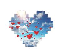 Cuori nel cielo Blocco di mattoni Puzzle a forma di cuore, puzzle con immagini personalizzate per adulti Micro blocchi di costruzione 3D per la decorazione della casa Set di mattoni