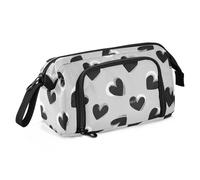 Cuori neri Grigio Modello Matita Astuccio Organizzatore Grande Capacità Matita Holder Caso con Cerniera per Teen Ufficio estuche para lapices estetica