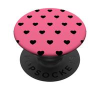 Cuori neri su sfondo rosa così carino PopSockets PopGrip Adesivo
