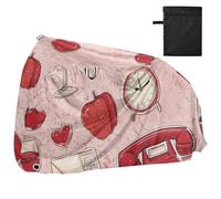 Cuori Orologio Telefono Vino Rosso Cartoon Impermeabile Bike Cover Outdoor con Fori di Blocco Interno Esterno Deposito Bici Da Strada Copertura Adatto per La Maggior Parte Funda para
