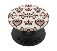 Cuori Reali Emblemi Retro Casinò Tema Icona Art PopSockets PopGrip Adesivo