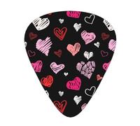 Cuori rosa e cuori rossi,12 pezzi di plettri per chitarra, 3 plettri di diverso spessore per chitarra acustica, basso, ukulele