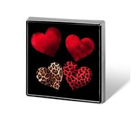 Cuori rossi e leopardati con bordo scozzese, spille e spille, unisex, quadrati, leggeri, da bavero, gioielli per abbigliamento, scialle e cappello