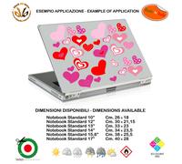 Cuori rossi e rosa adesivo notebook tablet sticker hearts print pvc 30 pz.