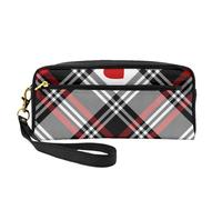 Cuori scozzesi di San Valentino, Borsa per il trucco Borsa per cosmetici Borsa da viaggio portatile da toilette Astuccio in pelle per donne e ragazze