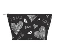 Cuori scritti a mano parole amore, Borsa da toilette Borsa per trucco Borsa per cosmetici Borsa da toilette da viaggio portatile