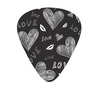 Cuori scritti a mano, parole d'amore,12 pezzi di plettri per chitarra, 3 plettri di diverso spessore per chitarra acustica, basso, ukulele