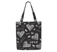 Cuori scritti a mano, parole d'amore,Borse della spesa riutilizzabili, borse per la spesa, borsa a tracolla in tela di grande capacità