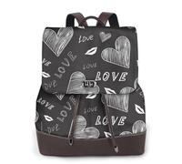 Cuori scritti a mano Parole d'amore,Zaino da donna, impermeabile, leggero, in pelle PU, alla moda, da viaggio