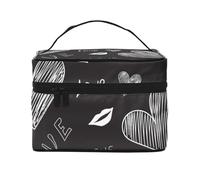 Cuori scritti a mano, parole d'amoreBorsa per il trucco, borsa cosmetica portatile per donna - Organizer da viaggio per cosmetici, regalo per momenti speciali
