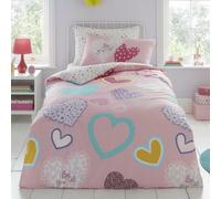 Cuori Singolo Set da Letto Due Lati Copripiumino e Federa Camera Bambina Rosa