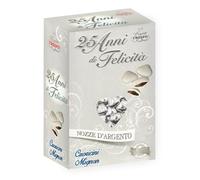 Cuoricini Mignon 25 Anni di Felicità Nozze d’Argento al Cioccolato Fondente - Confetti a Cuore Argento per Anniversario 25 Anni, per crispo 500g