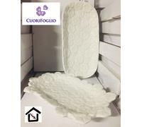 CUORIFOGLIO SET DUE PIATTI VASSOI BIANCO RETTANGOLARE + FIORI 26X13 23X16