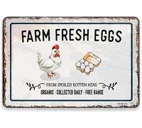 Cuorung Targa in metallo retrò con scritta "Man Cave Decor Farm Fresh Eggs From Spoiled Rotten Hens", per casa, bar, da parete, per interni/esterni, 30,5 x 20,3 cm, vintage