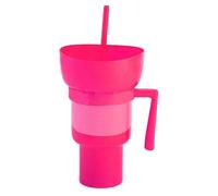 Cup and Bowl Combo, Portable Tumbler, Spill Proof Snack Storage, 10.2 Inches 2 in 1 Beverage Holder, Built in Straw Handle, for Travel, Movie Nights, Car, Picnic, Outdoor, Home Use