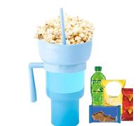 Cup Bowl Combo, 2 in 1 Beverage Cup Handle Straw, Portable Snack Tumbler, Sturdy Build for Travel Picnic Outdoor Movie Night Adults Restaurant Home Car Stadium Theater, multicolor