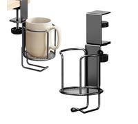 Cup Holder for Desk, Anti-Spill Mug Stand, Adjustable Water Bottle Holder, Clamp-On Beverage Mount for Dorm Desk Office Home Study Setup Coffee Storage Accessory 11.7x9.5cm/4.61x3.74 inches
