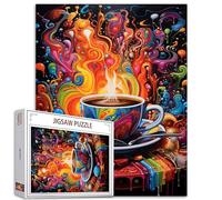 Cup of Coffee Jigsaw Puzzle 1000 pezzi per adulti, Graffitic Breakfast Coffee Angel Jigsaw Puzzle for Challenging Family Activity Games DIY Puzzle for Home Wall Decor Gifts - 20 x 27 pollici