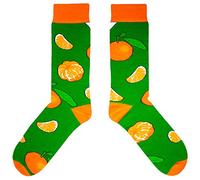 CUP OF SOX Calze natalizie di cotone in un bicchiere di carta - Calze da regalo - Calze in una tazza da caffè - Mandarino/Frutta/Agrumi/Vitamina C (Mandarino, 37-40)