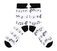 cup of sox Calzini divertenti da donna con note e canzoni, calzini colorati da uomo per musicisti, bianco, 37-40