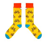 Calzini regalo colorati divertenti in tazza di carta per uomini e donne, motive biciclette gialle, cicli 41-44