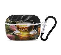 Cup of Tea - Custodia protettiva antiurto per Airpods Pro di seconda generazione, con moschettone, anti-caduta, colore: bianco