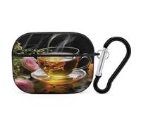 Cup of Tea - Custodia protettiva antiurto per Airpods Pro di seconda generazione, con moschettone, anti-caduta, colore: nero
