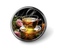 Cup Of Tea Distintivo rotondo personalizzato in metallo spilla da bavero distintivo adatto per abbigliamento borse cappello spilla stampata umoristica distintivo decorazioni per feste accessori per