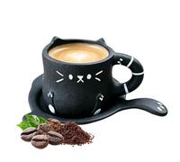 Cup Saucer Set - Ceramic Cat Shape, 230ml Handmade Tea Mug | Aesthetic Coffee Cup Set for Milk Hot Chocolate Espresso Home Cafe Dining Room Restaurant Apartment Dormitory