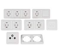 CUP - Set prese e interruttori a muro | Studio | 18 pezzi | bianco, lucido