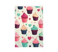 Cupcake Candy Hearts Sweet 3 x 5 Ft bandiera, double face, vivaci bandiere da giardino banner di benvenuto stagionale con occhielli in ottone decorazione sfondo foto per cortile portico prato