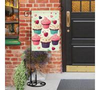 Cupcake Candy Hearts Sweet Garden Bandiere 30,5 x 45,7 cm Double Sided Piccola Bandiera da giardino Outdoor Bandiera da giardino Bandiere Stagionali per Natale Fattoria Esterno Decori Esterni