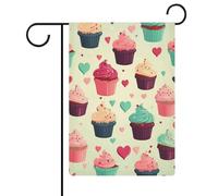 Cupcake Candy Hearts Sweet Garden Flag Double Face 30,5 x 45,7 cm, bandiera verticale in lino, bandiere durevoli per la casa decorative all'aperto festività