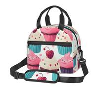Cupcake Candy Hearts Sweet Lunch Bag Borsa per il pranzo per uomini e donne Grande capacità Cooler Lunch Box riutilizzabile isolato Lunch Tote Bag con tracolla regolabile Lunchbox per adulti